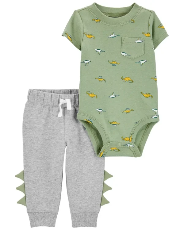 CARTER'S Set 2dielny body kr. rukáv, tepláky Green Dino chlapec 3m