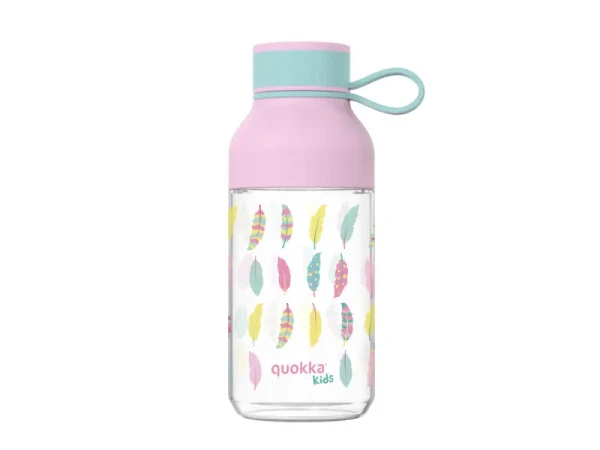 Quokka Plastová fľaša Ice Kids s pútkom Feathers 430 ml