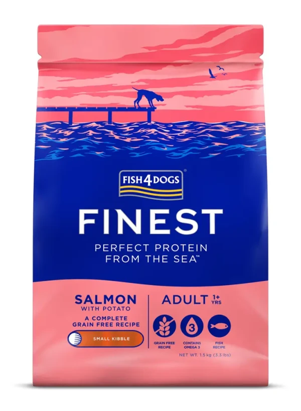 FISH4DOGS Granule veľké pre dospelých psov Finest losos so zemiakmi 1,5kg, 1+