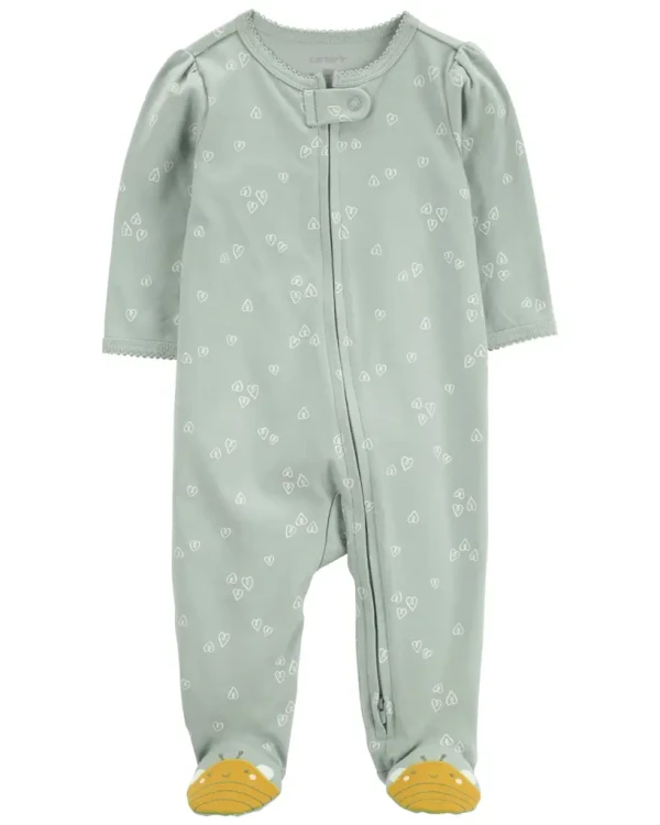 CARTER'S Overal na zips Sleep&Play Green Floral Bee dievča 6m/ veľ. 68