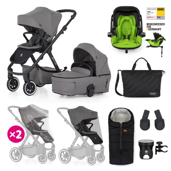 PETITE&MARS Kočík kombinovaný ICON 2v1 Dove Grey XXL AIR + KIDDY Evoluna i-size 2 + základňa