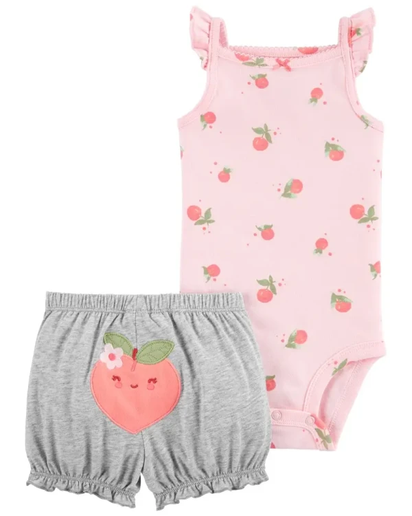 CARTER'S Set 2dielny body na ramienka, kraťasy Pink Peach dievča 3m