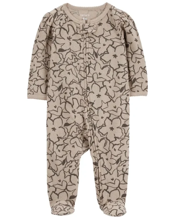 CARTER'S Overal na zips Sleep&Play Khaki Floral dievča NB/ veľ. 56