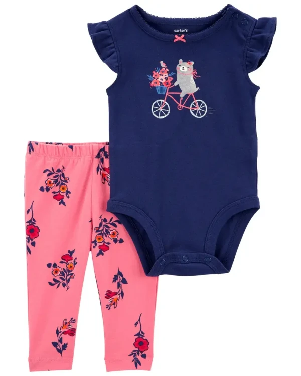 CARTER'S Set 2dielny body kr. rukáv, legíny Navy Bike dievča 24m