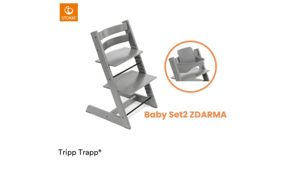 Stolička Stokke Tripp Trapp Storm Grey + Baby set ZDARMA