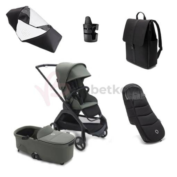 Bugaboo Dragonfly Zvýhodnený set 5v1 Black/Forest Green