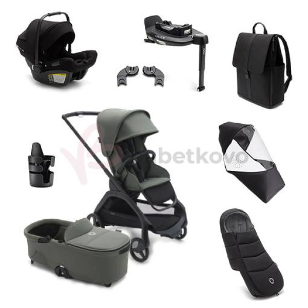 Bugaboo Dragonfly Zvýhodnený set 7v1 Black/Forest Green