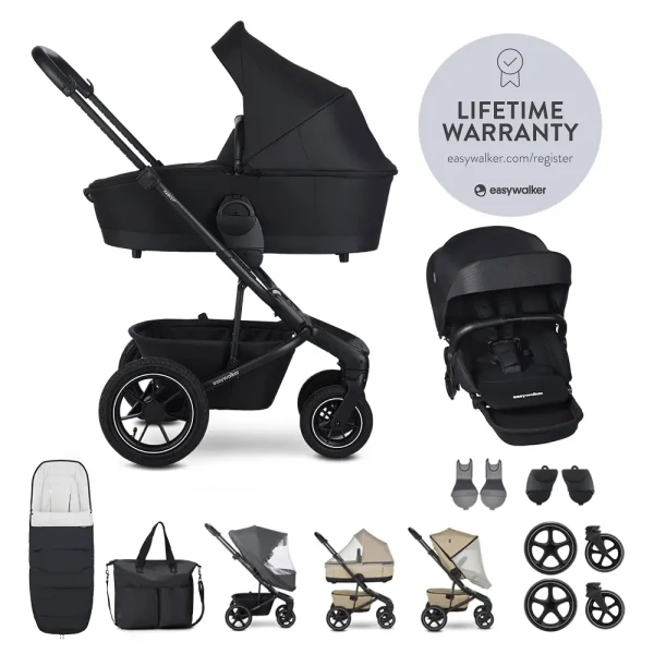 EASYWALKER Set XXL kočík kombinovaný Harvey 5 Air Midnight Black s príslušenstvom