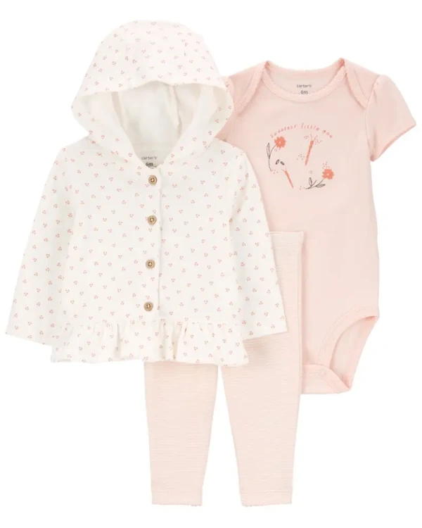 CARTER'S Set 3dielny mikina, body kr. rukáv, legíny Pink Floral dievča MFL 12m/ veľ. 80