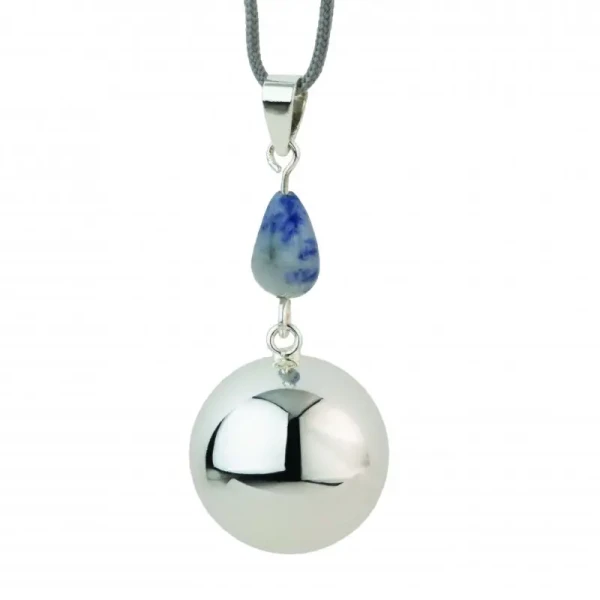 Bola Tehotenská rolnička FANTASY Silver bluegrey stone