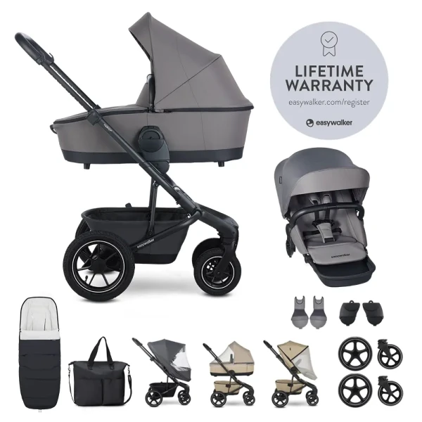 EASYWALKER Set XXL kočík kombinovaný Harvey 5 Air Pebble Grey s príslušenstvom