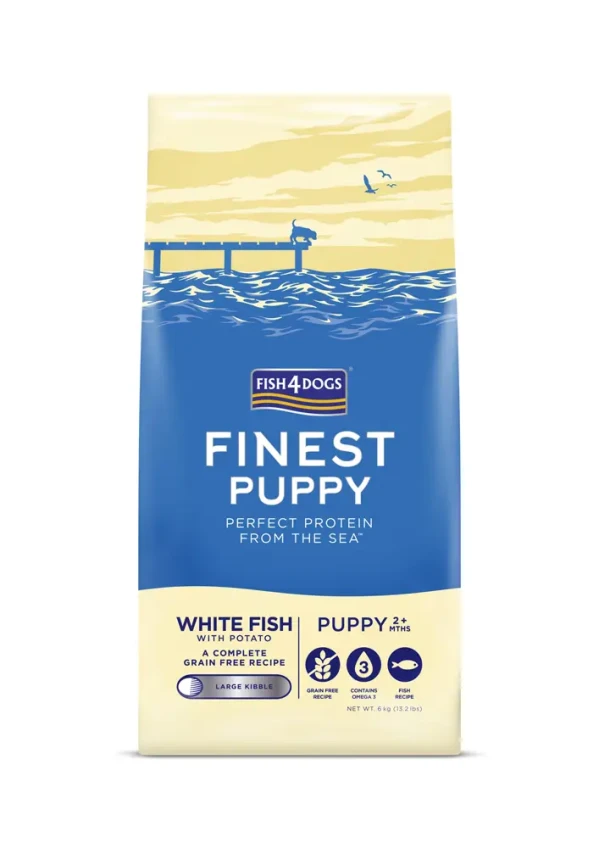 FISH4DOGS Granule veľké pre šteniatka Finest biela ryba so zemiakmi 6kg, 2m+