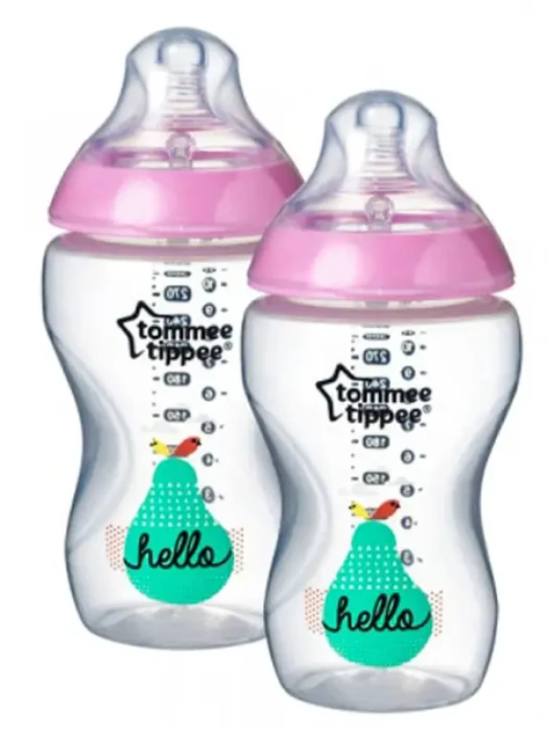 Tommee Tippee Dojčenská fľaša C2N s obrázkom ružová 340ml, 2ks