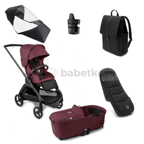 Bugaboo Dragonfly Zvýhodnený set 5v1 Black/Dark Cherry