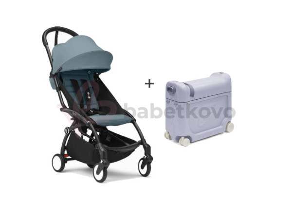 STOKKE® YOYO³ športový kočík 6+ Black/Aqua + Jetkids BedBox V3 Arctic Blue