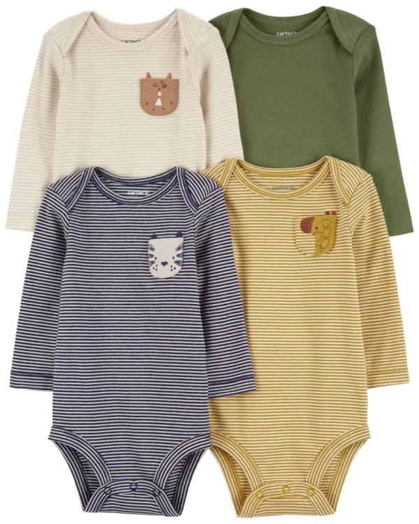 CARTER'S Body dlhý rukáv Navy/Olive Animal chlapec 4ks 24m/ veľ. 92