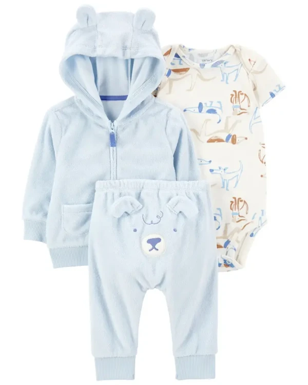 CARTER'S Set 3dielny mikina, body kr. rukáv, tepláky Blue Dog chlapec 12m/ veľ. 80