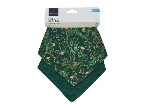 KikkaBoo Podbradník bandana 2ks Secret Garden Green