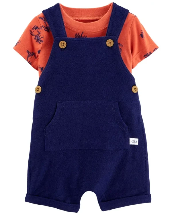 CARTER'S Set 2dielny tričko kr. rukáv, kraťasy na traky Navy Orange chlapec NB/ veľ. 56