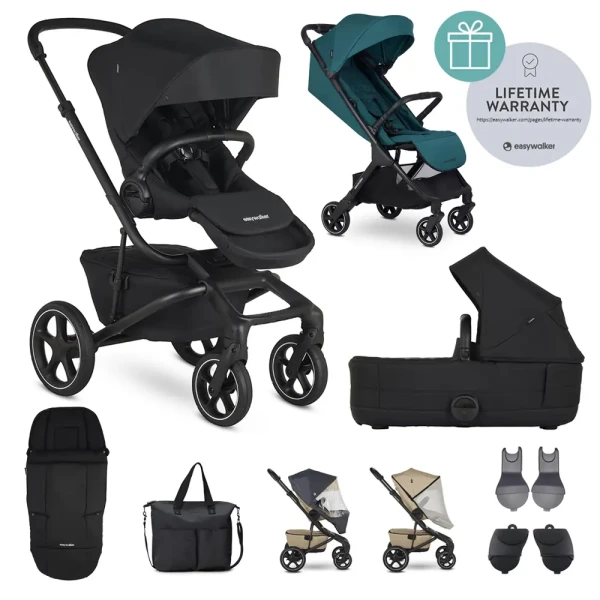 EASYWALKER Kočík kombinovaný Jimmey Pepper Black XXL RWS + Jackey Teal Green