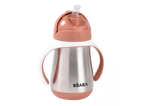 Beaba Hrnček termoizolačný so slamkou nerez 250ml Terracotta