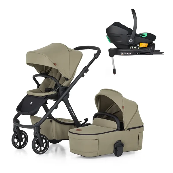 PETITE&MARS Kočík kombinovaný ICON 2v1 Mossy Green LITE RWS + Core Pro i-Size Black Grey + Báza