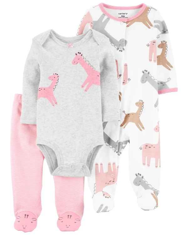 CARTER'S Set 3dielny overal na cvoky, polodupačky, body dl. rukáv Giraffe dievča LBB PRE, veľ. 46