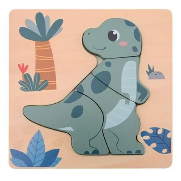 Jouéco Drevené mini puzzle Dino II 12m+