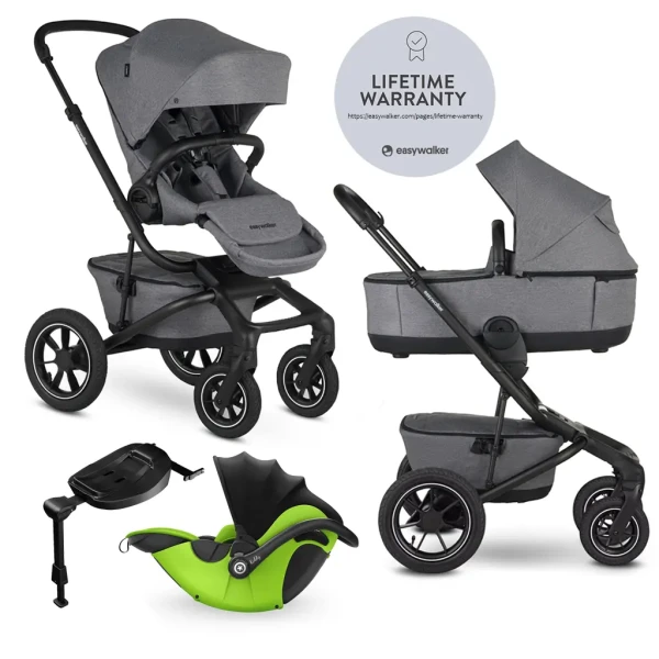 EASYWALKER Kočík kombinovaný Jimmey 2v1 Iris Grey LITE AIR + KIDDY Evoluna i-size 2 + základňa