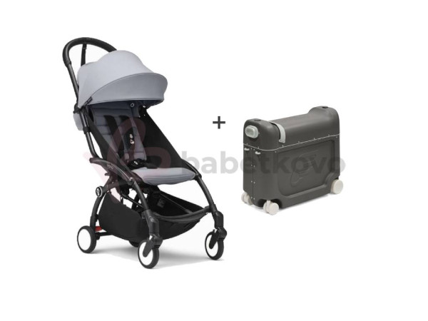 STOKKE® YOYO³ športový kočík 6+ Black/Stone + Jetkids BedBox V3 Midnight Grey