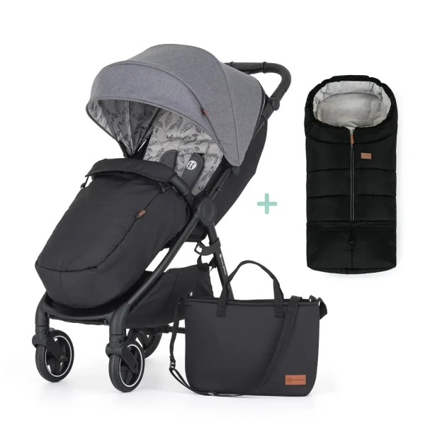 PETITE&MARS Kočík športový Royal 2 Black Ultimate Grey + PETITE&MARS fusak Jibot ZADARMO