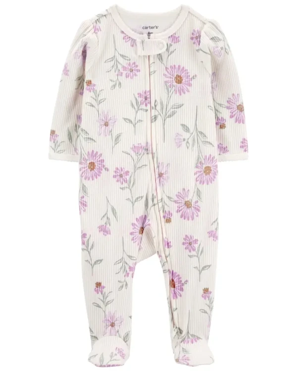 CARTER'S Overal na zips Sleep&Play Ivory Floral dievča NB/ veľ. 56