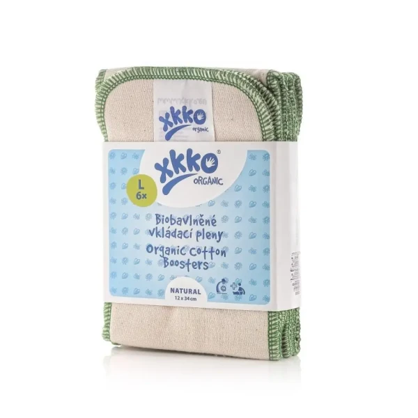 XKKO Vkladacie plienky Organic Twill - Natural Veľkosť L (6ks)