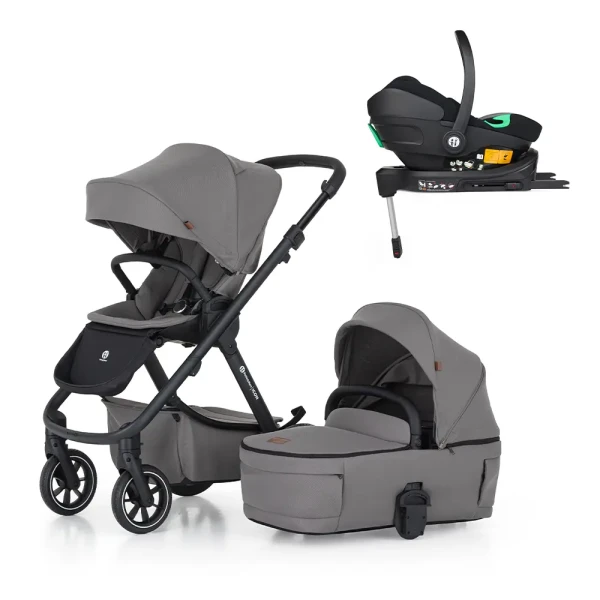 PETITE&MARS Kočík kombinovaný ICON 2v1 Dove Grey LITE RWS + Core Pro i-Size Black Grey + Báza