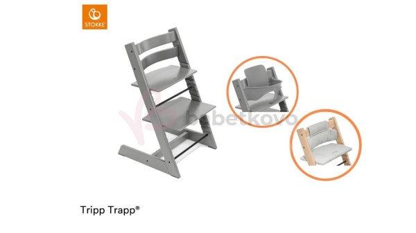 Stokke Tripp Trapp Bundle Stolička + baby set + vankúšik Storm Grey