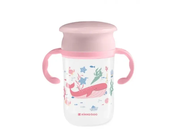 KikkaBoo Hrnček trénovací 360 ° 300ml 12m + Deep Sea Pink