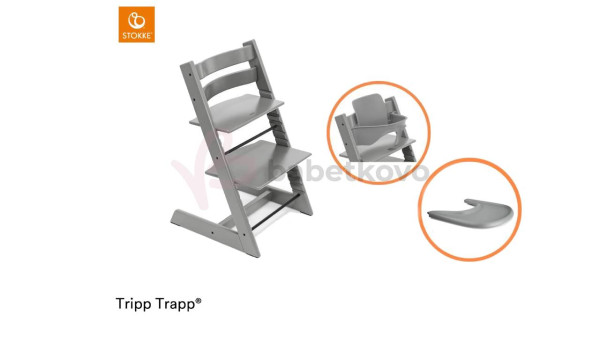 Stokke Tripp Trapp Bundle Stolička + baby set + pultík Storm Grey