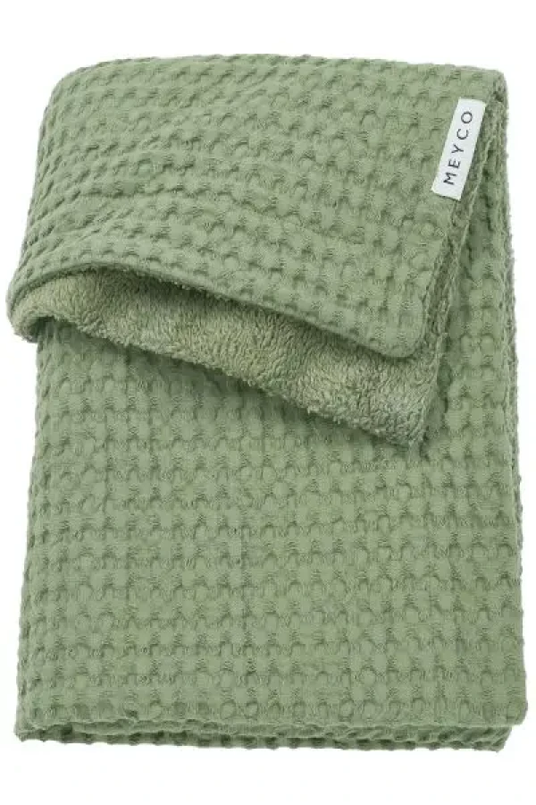 Meyco Deka Waffle Teddy fleece - Olive green