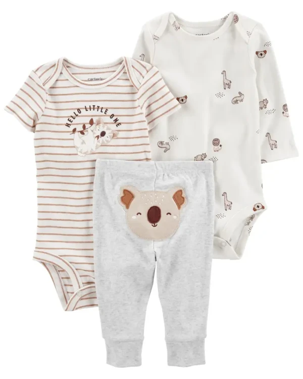 CARTER'S Set 3dielny body kr. rukáv, body dl. rukáv, tepláky Grey Koala neutrál LBB NB, veľ. 56