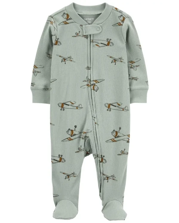 CARTER'S Overal na zips Sleep&Play Olive Airplane chlapec NB/ veľ. 56