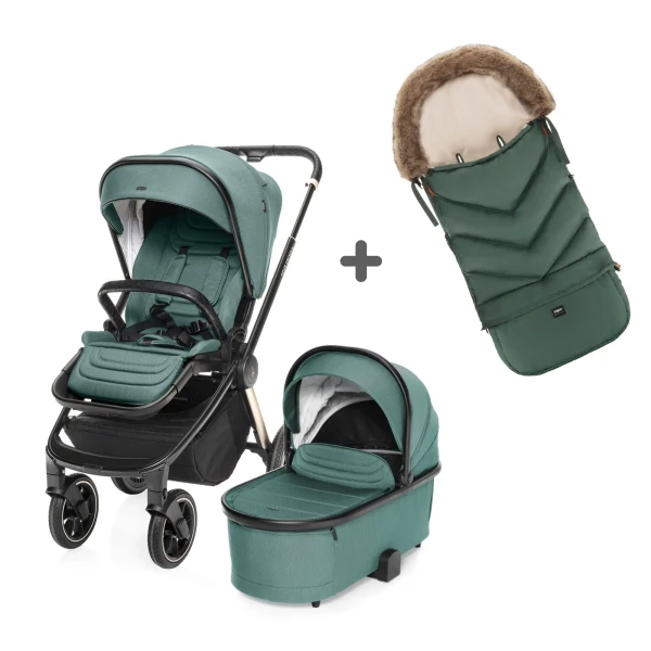 Zopa Set kočík Move Cross 3 + Hlboká vanička XL 3 + darček fusak Fluffy Combi v hodnote 87,90 Eur, Antique Green/Gold