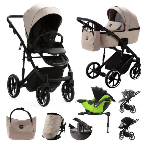 ADAMEX Kočík kombinovaný Mobi New Lux Beige + KIDDY Evoluna i-size 2 + základňa