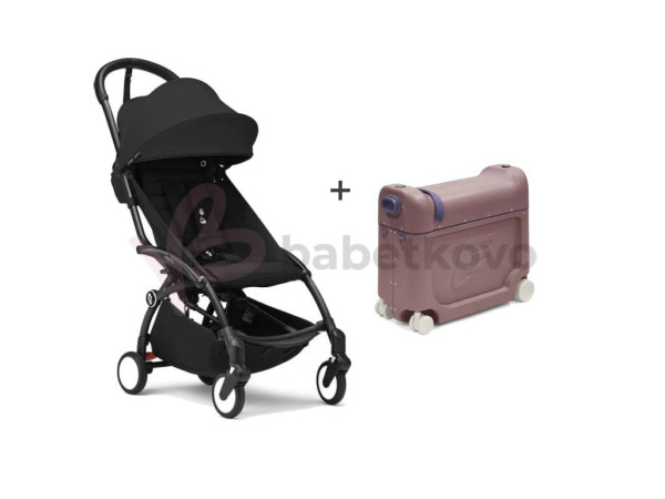 STOKKE® YOYO³ športový kočík 6+ Black/Black + Jetkids BedBox V3 Hazy Lilac