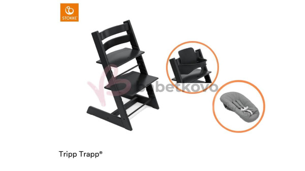 Stokke Tripp Trapp Bundle Stolička + baby set + newborn set Black