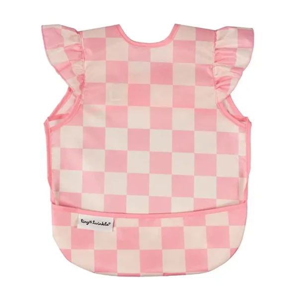 Tiny Twinkle Zásterka s podbradníkom a volánikmi, S - Pink Checkers