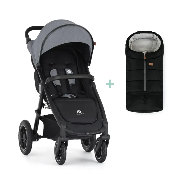 PETITE&MARS Kočík športový Street 2 Air Black Ultimate Grey + PETITE&MARS fusak Jibot ZADARMO