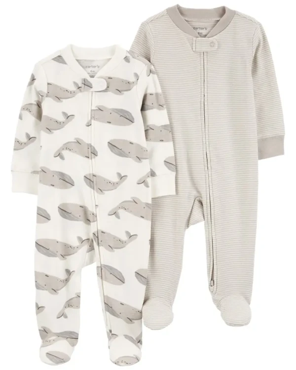 CARTER'S Overal na zips Sleep&Play Gray Whale/Stripe neutrál 2ks 6m/ veľ. 68