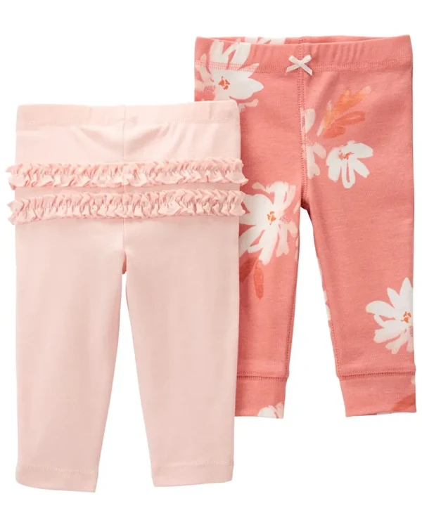 CARTER'S Tepláky/legíny Pink Floral dievča 2ks 3m/ veľ. 62