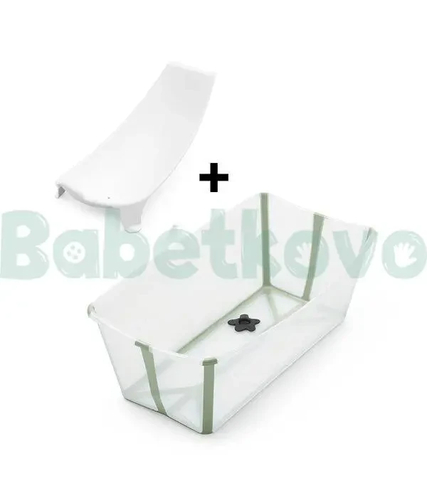 Stokke Flexi Bath Skladacia vanička na kúpanie Transparent Green + Newborn Lehátko ZDARMA