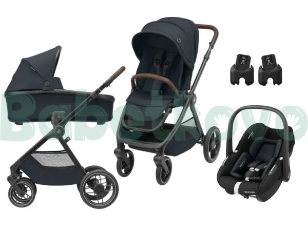 Maxi-Cosi Oxford Zvýhodnený set kočík + vanička + adaptéry + autosedačka Essential Graphite